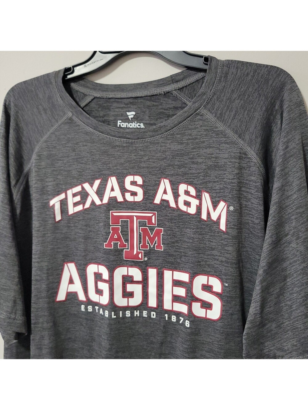 Fanatics Texas A&M Aggies T Shirt Mens XXL Gray Performance Raglan NCAA College